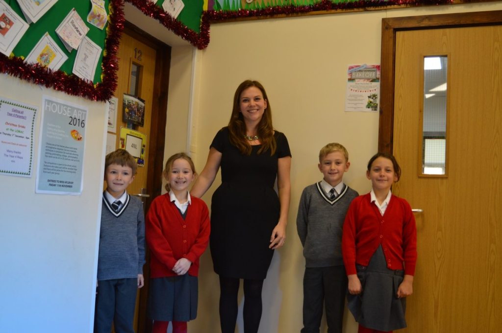 Clare Kirkham and Lower School pupils