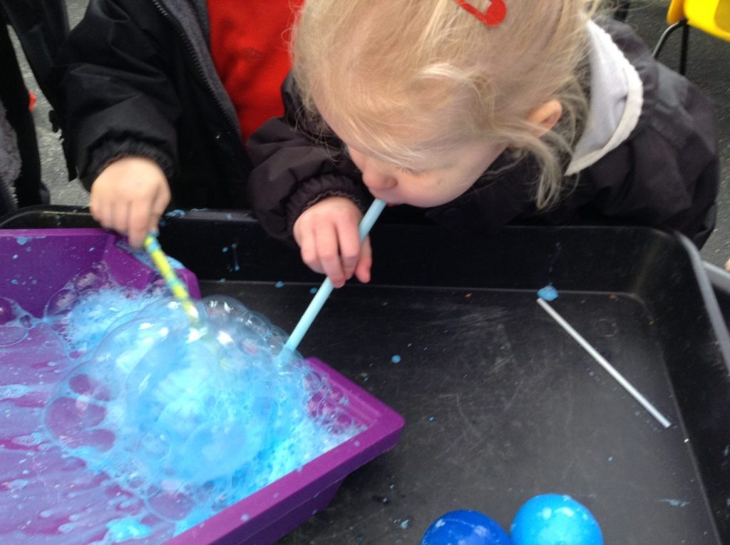 Ashtead pupils play with bubbles