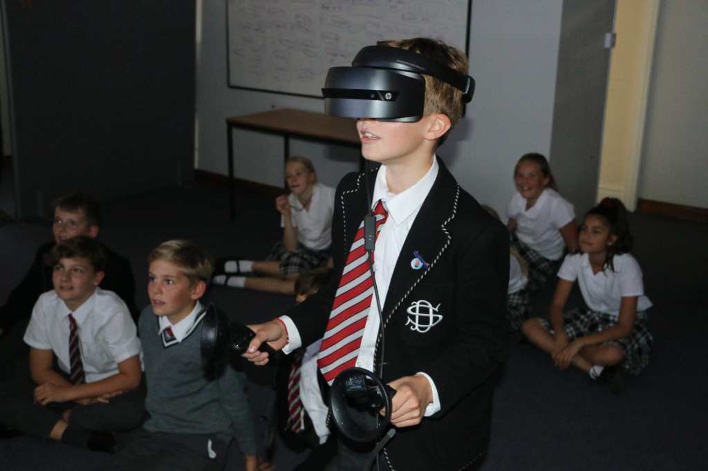 Boy with VR headset